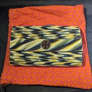 Tory Burch Multicolor Tortoise Resin Clutch with Dust Bag
